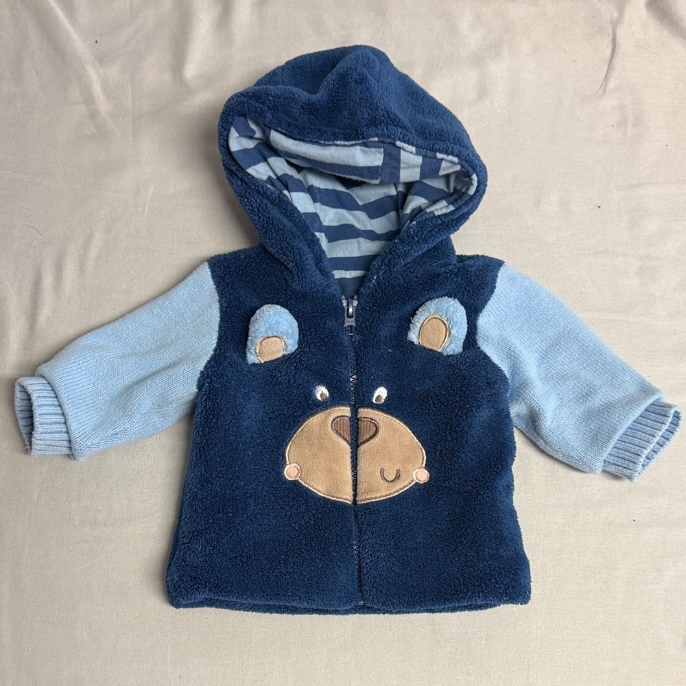 MotherCare - Plush Blue Baby Hoodie - Picture 2 of 4
